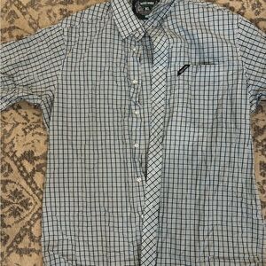 Ecko Unlimited Blue and White Casual Button Down Shirt